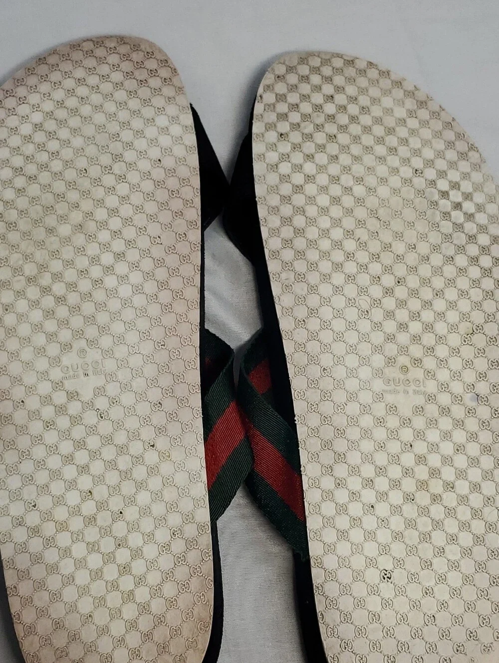 Gucci Black Web Stripe Logo Slide Sandals Slip-On Men's Size 7.5G